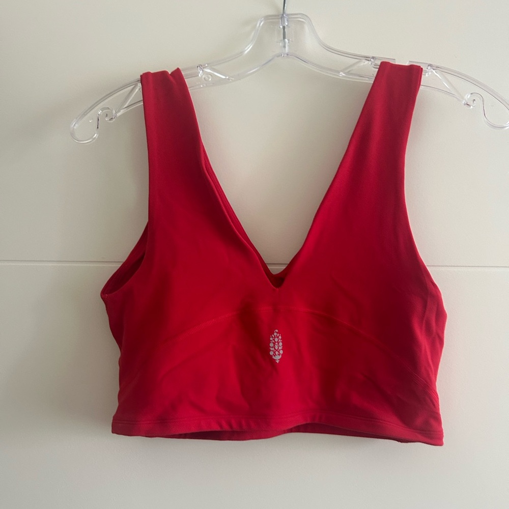 Free People Winterberry Red V-Neck Cropped Tank Bra Medium - Picture 3 of 5